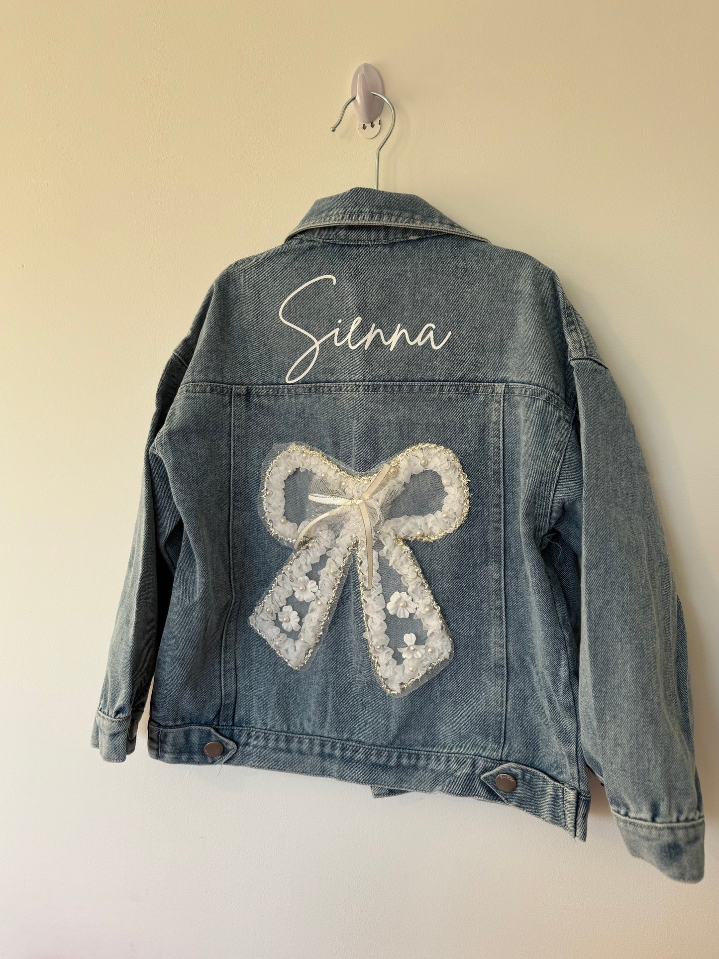 Personalised bow denim jackets