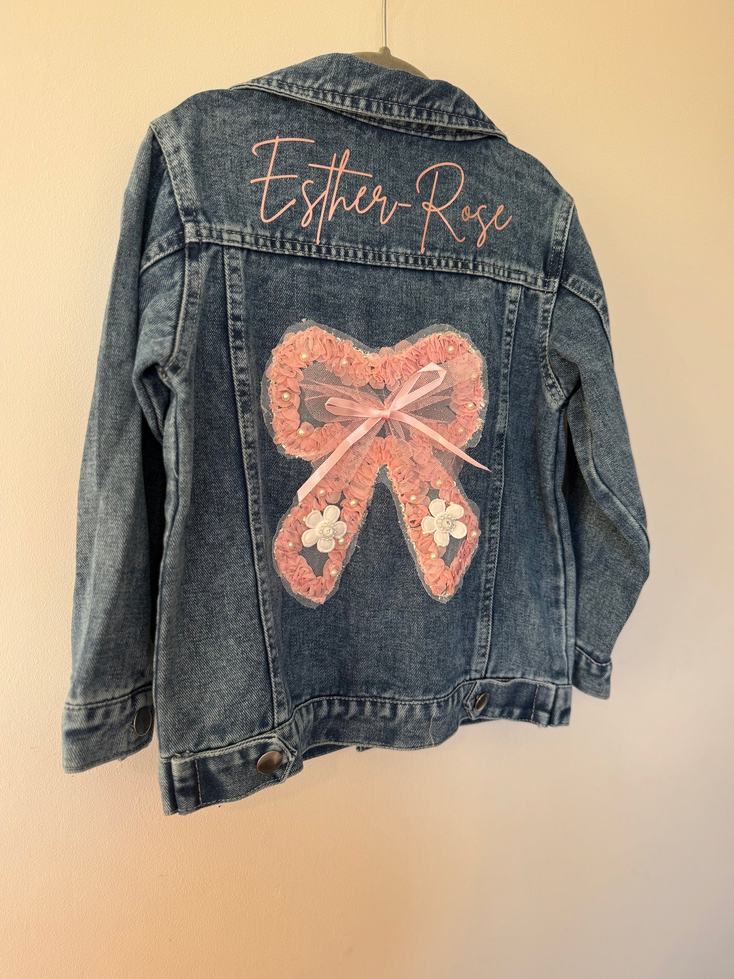 Personalised bow denim jackets