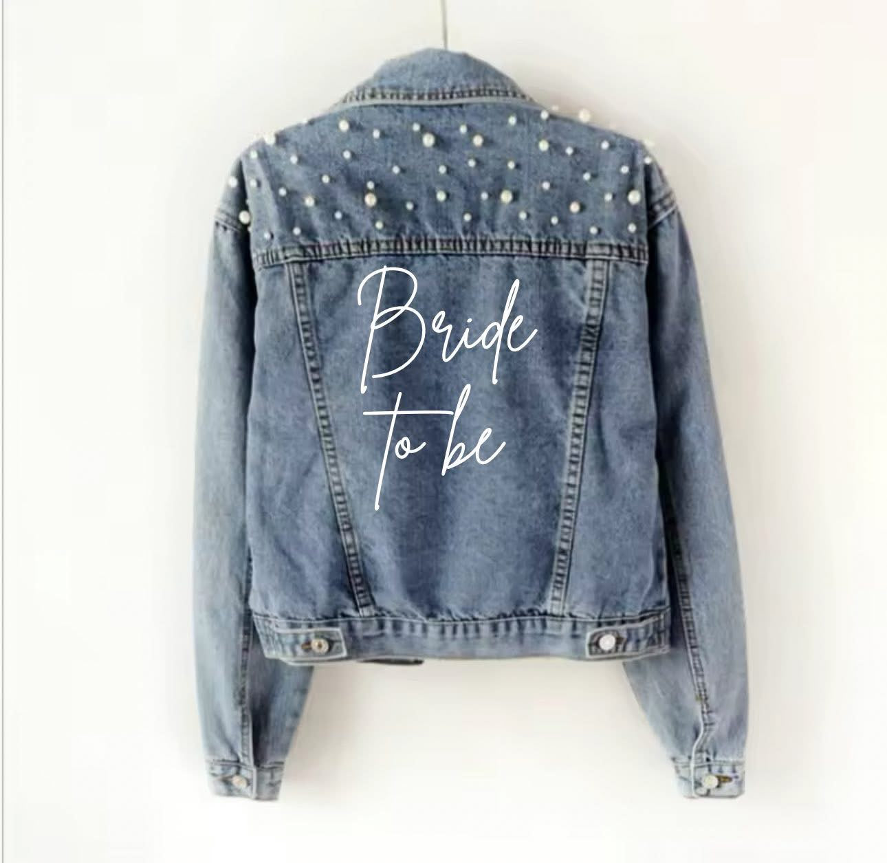 Personalised pearl bride denim jacket